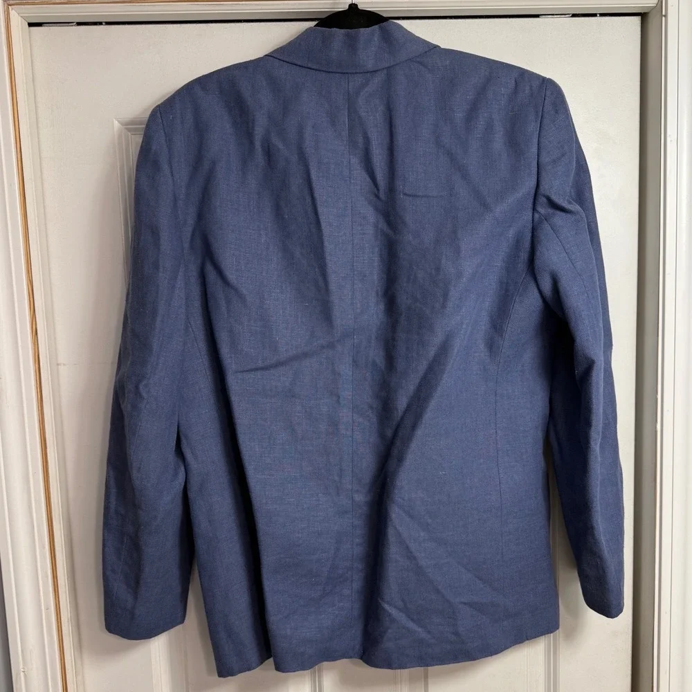 Casual Corner & Company Blue Linen Bulgaria‎ Blazer Suit Jacket Womens Size 12